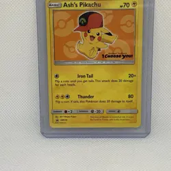 Pokemon Pikachu TCG Ash's Pikachu SM110 Promo Card Sun & Moon Rare LP - Image 3