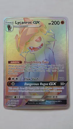 Pokemon Lycanroc GX Holo Secret Rare Sm-Guardians Rising 156/145 EX NM - Image 1