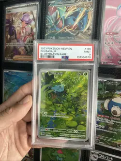 2023 POKEMON MEW EN-151 ILLUSTRATION RARE #166 BULBASAUR PSA 9 - Image 3