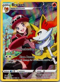 Pokemon TCG Braixen Ultra Rare Silver Tempest Trainer Gallery TG01/TG30 NM - Image 1