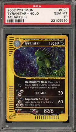 Pokemon Tyranitar Aquapolis Holo Rare #H28 PSA 10 Gem Mint - Image 1