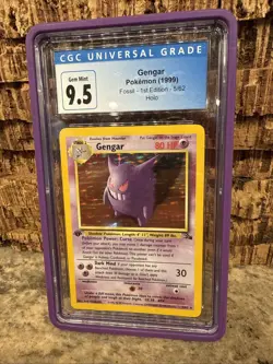 1999 POKEMON FOSSIL 1ST EDITION 5/62 GENGAR HOLO GEM MINT CGC 10 - Image 1