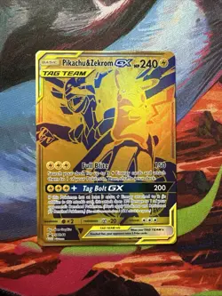 Pikachu & Zekrom GX SM248 Gold Tag Team Pokemon Promo Card - Image 1