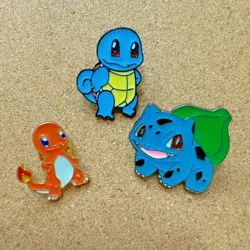 Pokemon GO Pin Collection Enamel Pins (Set of 3) Squirtle Charmander Bulbasaur - Image 1