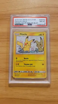 PSA 8 2019 Pokemon Sun & Moon Team Up Pikachu Blister Black Star Promo SM162 - Image 1