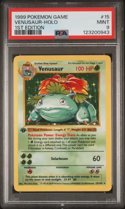 1999 POKEMON BASE SET 1ST EDITION #15 VENUSAUR-HOLO PSA 9 - Image 1