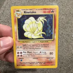 Pokemon Ninetales Holo Unlimited Rare TCG Card Base Set 12/102 LP - Image 1