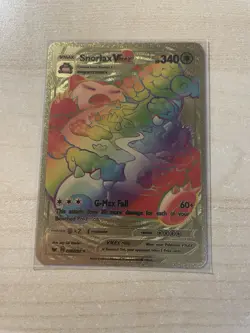 Fan Art -Snorlax Vmax Premium Rainbow Gold Foil Textured Collector Pokemon - Image 1