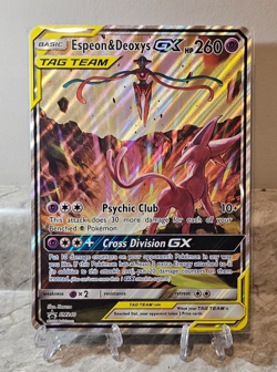 Pokemon Espeon & Deoxys GX Tag Team Jumbo Black Star Promo Card SM240 Holo NM - Image 1