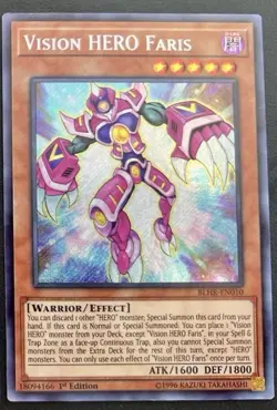Yu-Gi-Oh! Vision Hero Faris 1st Edition Secret Rare BLHR-EN010 NM - Image 1