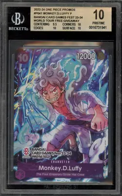 One Piece CCG Monkey.D.Luffy Bandai Card Games Fest '25-26 Promo P-041 BGS 10 - Image 1