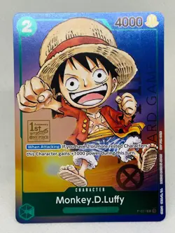 Monkey D Luffy P-037 1st Anniversary Tournament STAMP Promo Holo One Piece Card - Image 1