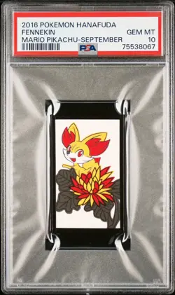 Pokemon Fennekin Rare Pokemon Hanafuda Card Mario Pikachu TCG - PSA 10 Gem Mint - Image 1