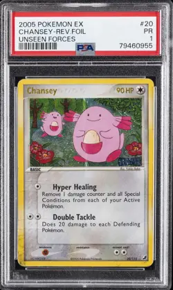 2005 POKEMON EX UNSEEN FORCES #20 CHANSEY-REVERSE FOIL PSA 1 - Image 1