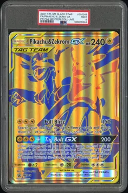2021 POKEMON SM BLACK STAR PROMO JUMBO FULL ART/PIKACHU & ZEKROM GX PSA 9 - Image 1