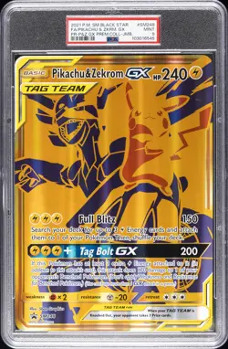 2021 POKEMON SM BLACK STAR PROMO JUMBO FULL ART/PIKACHU & ZEKROM GX PSA 9 - Image 1
