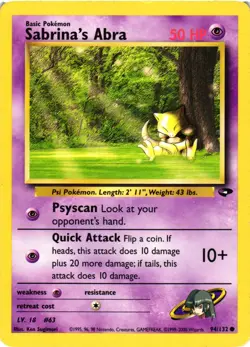 Pokemon TCG Sabrina’s Abra Gym Challenge 94/132 Unlimited Common LP - Image 1
