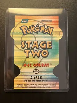 2001 Topps Pokemon Johto Die Cut- Golbat 2 of 18 Phase 2 near mint - Image 2