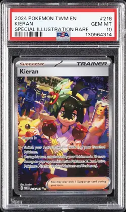 2024 POKEMON TWM EN-TWILIGHT MASQUERADE SPECIAL ILLUSTRATION RARE KIERAN PSA 10 - Image 1