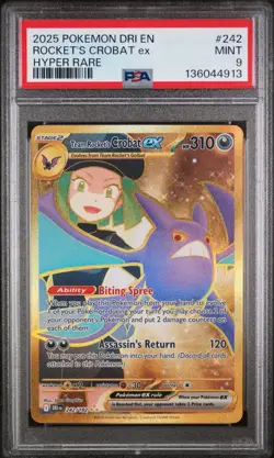 2025 POKEMON DRI EN-DESTINED RIVALS HYPER RARE TEAM ROCKET'S CROBAT EX PSA 9 - Image 1