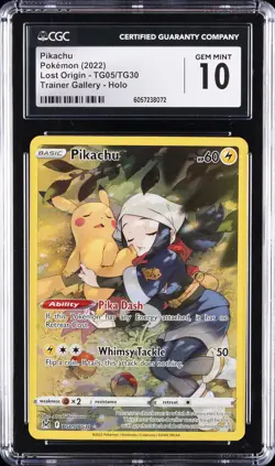 2022 POKEMON SWORD & SHIELD LOST ORIGIN #TG05 FULL ART/PIKACHU CGC 10 GEM MINT - Image 1