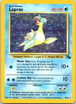 Lapras (10) #10/62 Holo Rare Fossil Pokemon HP - Image 1