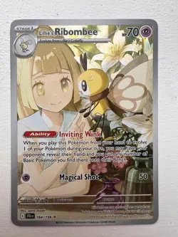 Pokemon TCG Lillie’s Ribombee Illustration Rare Card 164/159 Journey Together - Image 1