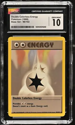 CGC 10 - 1999 Base Set 96/102 Double Colorless Energy Pokemon Card - Image 1
