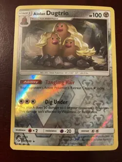 Alolan Dugtrio 87/149 SM Base Set Reverse Holo 2017 English Pokemon TCG Card NM - Image 1