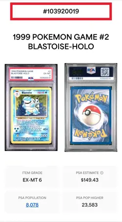 (MA4) Pokemon Game Card #2 Blastoise Holo PSA EX-MT 6 - 103920019 - Image 3