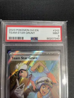 Pokemon TCG Team Star Grunt Scarlet Violet Holo Ultra Rare Card 242/198 PSA 9 - Image 2