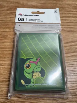 Caterpie Munch Time Card Sleeves - Pokemon Center (65 Sleeves, Sealed) - Image 1