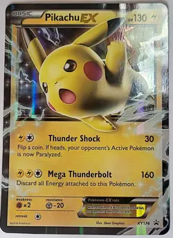 Pikachu EX XY174 XY Promo Pokemon Card HP - Lightly Played Condition - Image 1