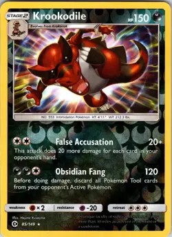 Krookodile 85/149 SM Base Set Pokemon TCG NM Reverse Holo - Image 1