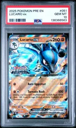 Pokemon Lucario EX 051/131 Holo Stamped Prismatic Evolutions Promo GEM PSA 10 - Image 1