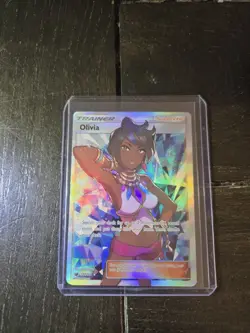 2017 POKEMON SUN & MOON CRIMSON INVASION #111/111 OLIVIA FULL ART TRAINER NM - Image 1