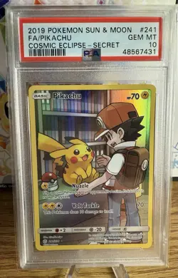 2019 Pokemon Sun & Moon FA/Pikachu Cosmic Eclipse-Secret 241/236 PSA 10 Gem Mint - Image 1