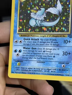 HOLOBLEED Vaporeon 12/64 Jungle 1999 Holo Rare WOTC Pokemon Card TCG - Image 4