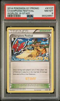 Pokemon Card PSA 8 STAFF Champions Festival XY27 "Psydock" Worlds 14 Promo 2014 - Image 1