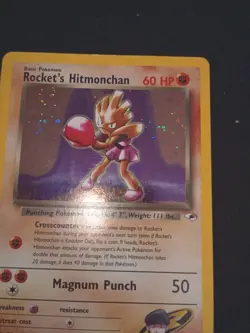 Pokemon TCG Rocket's Hitmonchan Gym Heroes 11/132 Card RARE HOLO SWIRL W.O.T.C. - Image 5