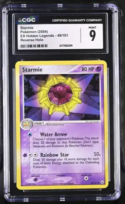 CGC 9 MINT Starmie 2004 EX Hidden Legends 49/101 Reverse Holo Pokemon Card - Image 1