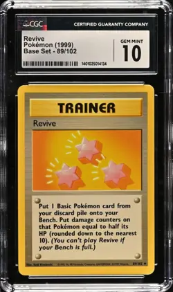 CGC 10 - 1999 Base Set 89/102 Revive Pokemon Card - Image 1
