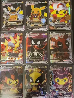 Pokemon Cosplay Poncho Pikachu Fan ART Holos 9 Cards Non Tcg Holofoil - Image 1