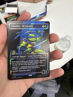 MTG Leonardo, the Balance 0083 Borderless Surge Pixel Foil TMT TMNT in Hand - Image 2