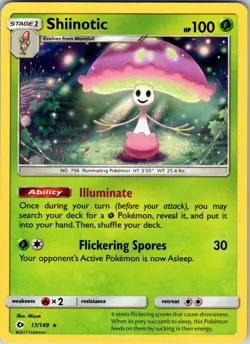 Shiinotic 17/149 SM Base Set Pokemon TCG NM Holo - Image 1