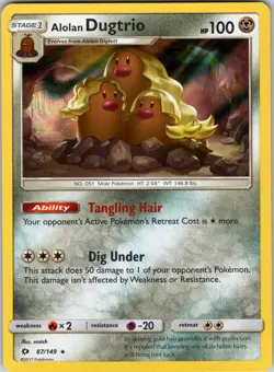 Alolan Dugtrio 87/149 SM Base Set Pokemon TCG NM Holo - Image 1
