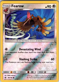 Fearow 98/149 SM Base Set Pokemon TCG NM Reverse Holo - Image 1