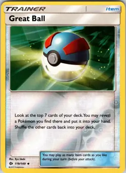 Great Ball 119/149 SM Base Set Pokemon TCG NM Reverse Holo - Image 1