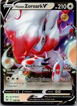 Pokemon TCG Hisuian Zoroark V Ultra Rare SWSH11: Lost Origin 146/196 NM - Image 1