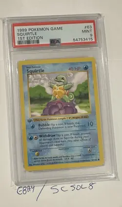 1999 Pokemon 1st Edition Squirtle #63 PSA 9 MINT - Image 1
